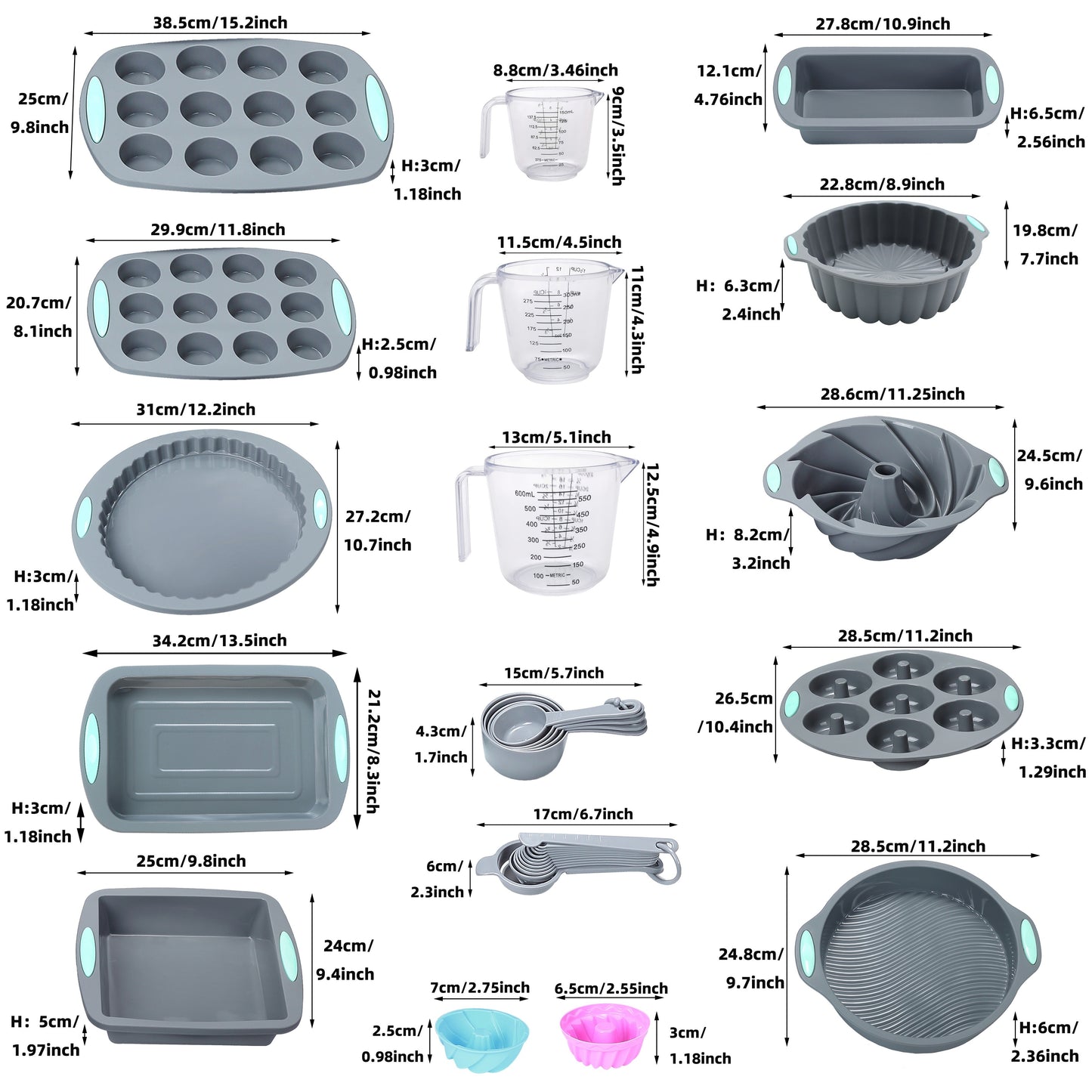 45-Piece Nonstick Silicone Baking Set