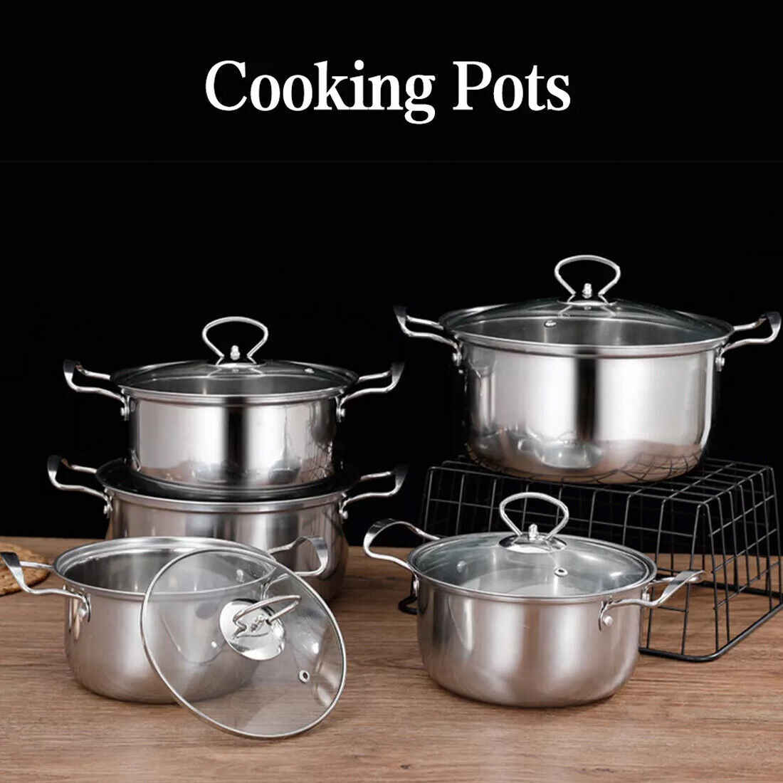 Induction-ready stainless steel pots