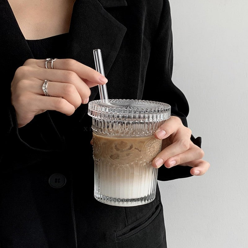 Embrace Sustainability with our Glass Reusable Sunflower Cup – Lid & Straw Included - Cook Lux