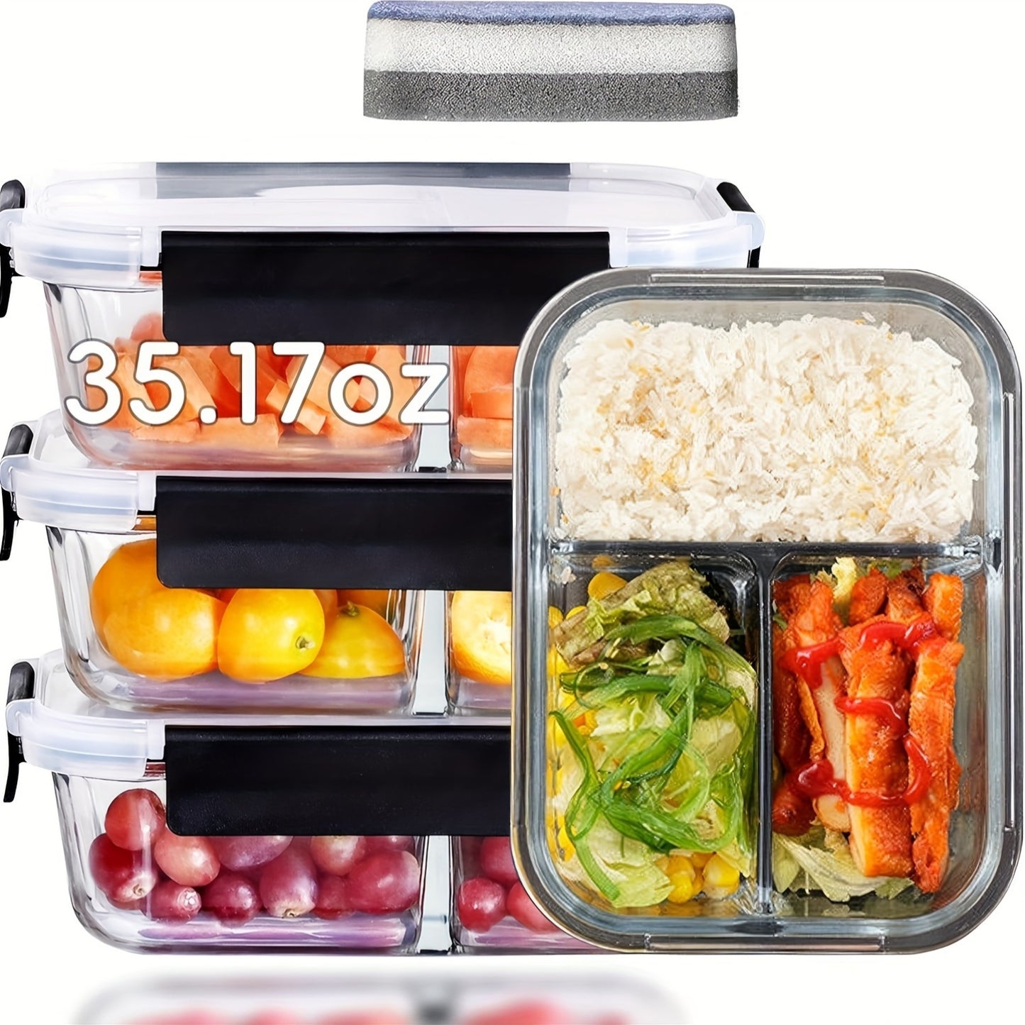 2/4-Set Glass Meal Prep Containers