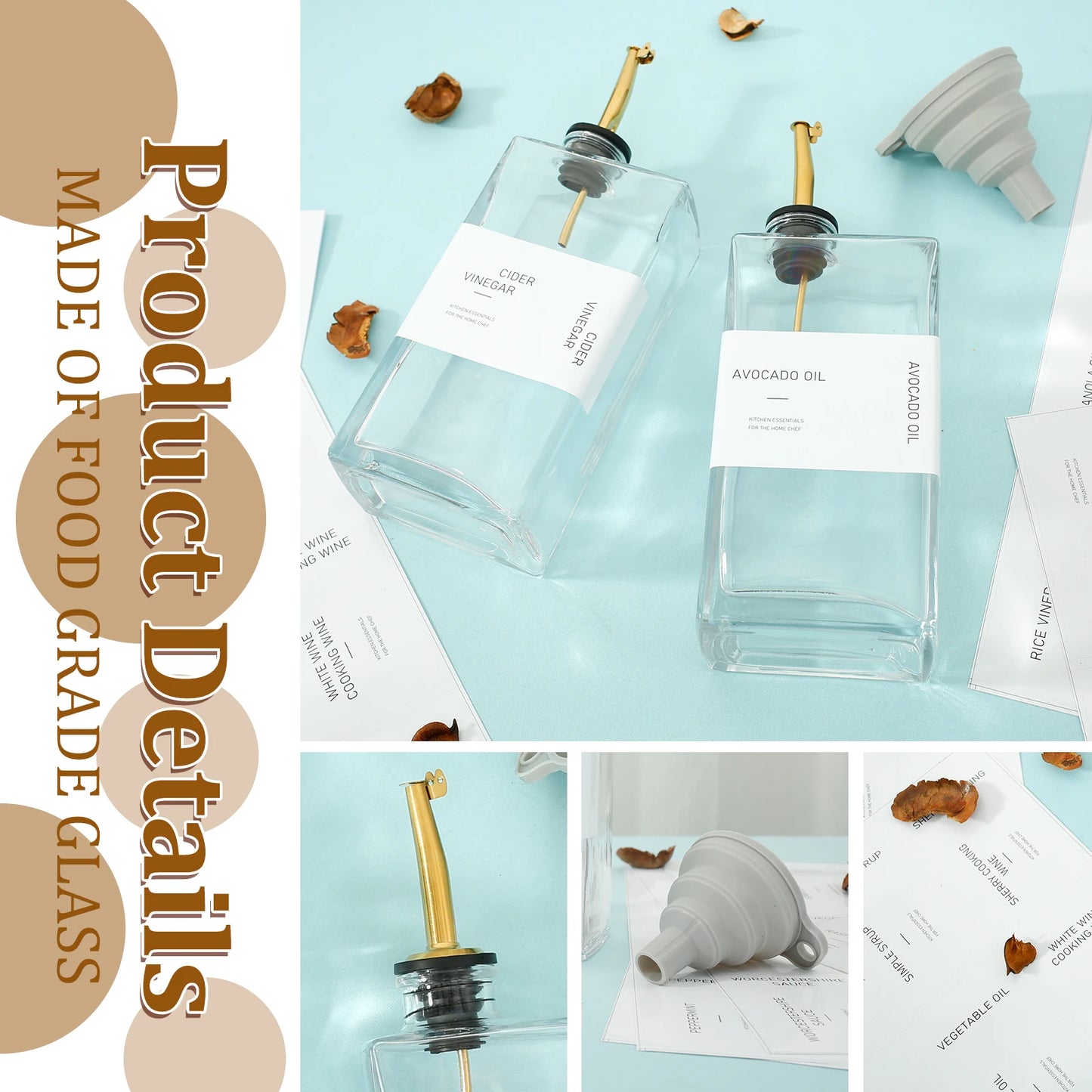 2-pack olive oil dispensers with accessories