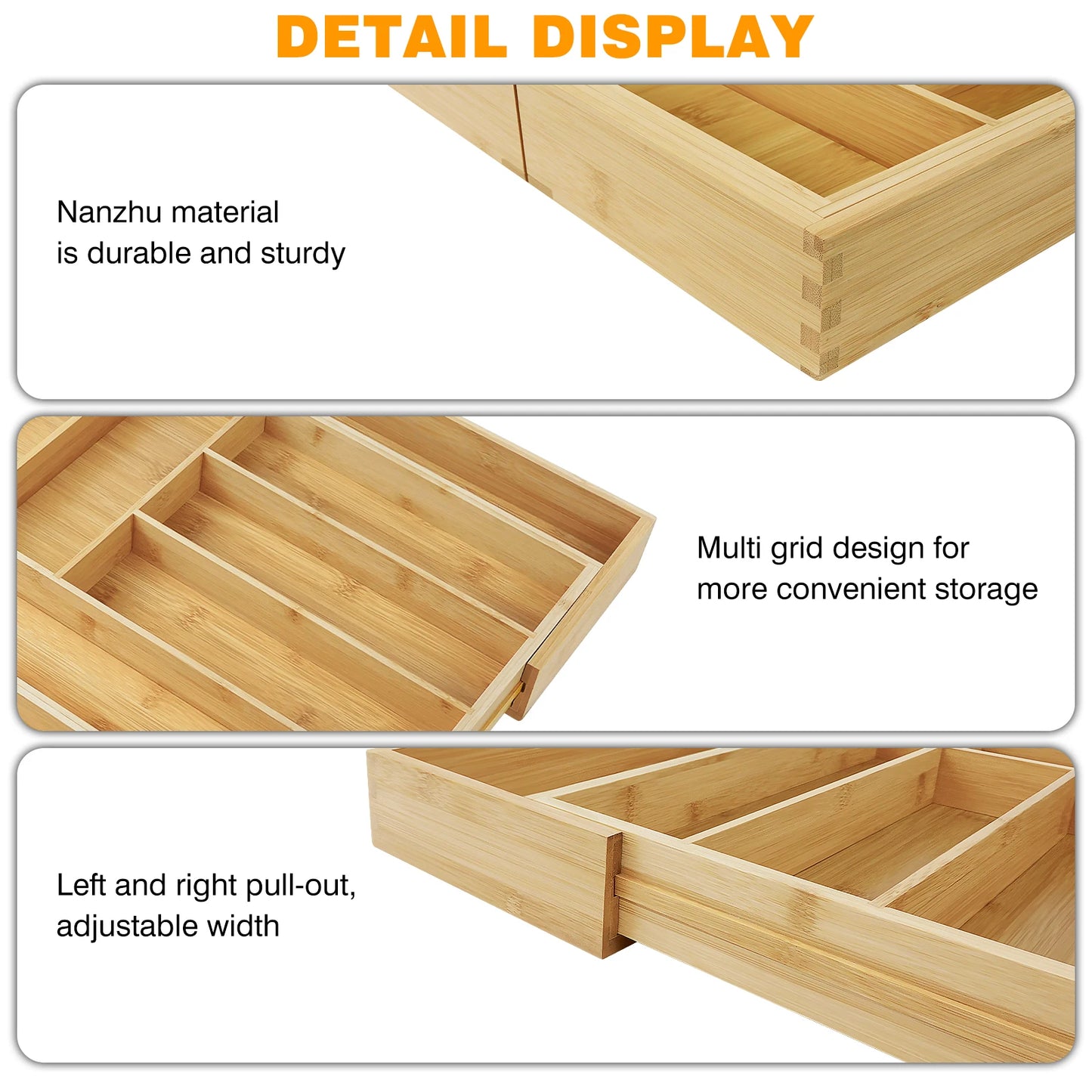 Cutlery Drawer Organiser Cutlery Tray 6-8 Compartment Kitchen Drawer Organiser Kitchen Utensils Holder Knife and Fork Drawer