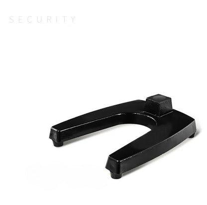 Black metal lock mechanism on a white background with 'SECURITY' text.
