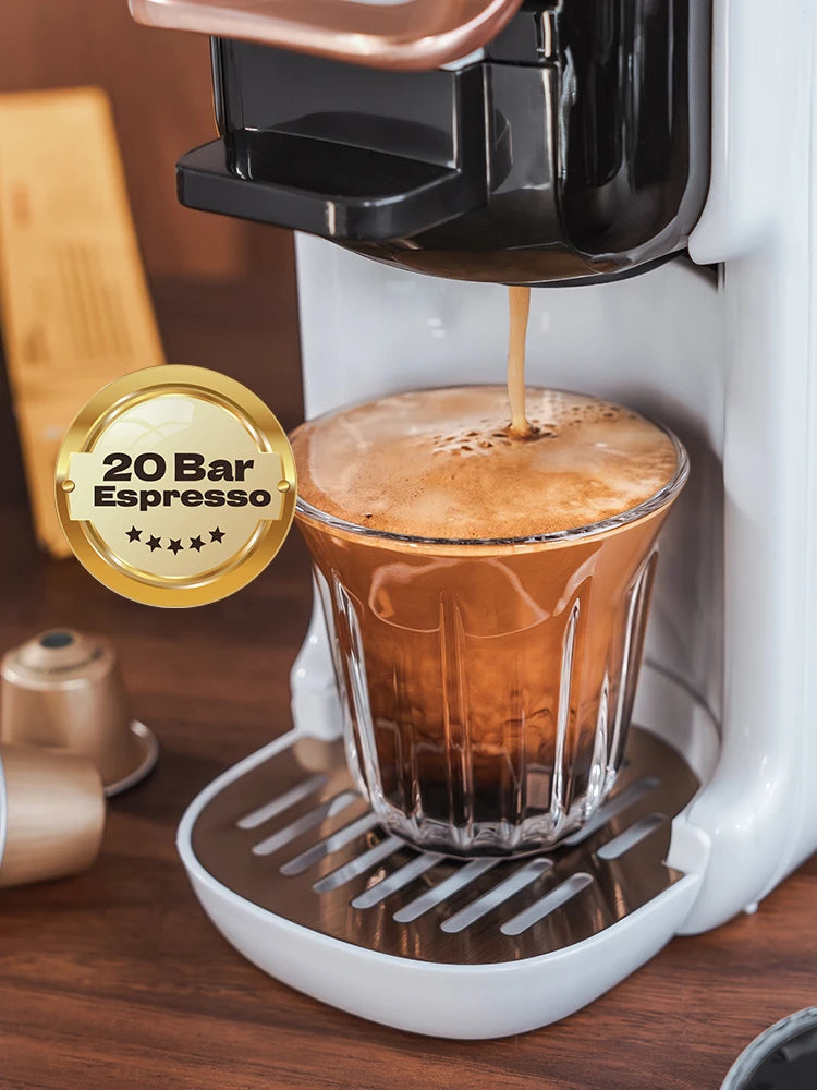Coffee pouring into cup from 20 bar machine