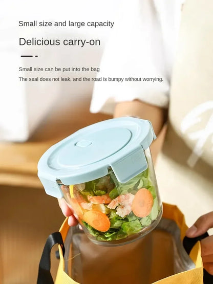 High-Capacity Glass Soup Bowl with Lid – Portable & Microwave Safe