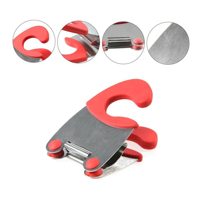 Compact and space-saving pot clip for cooking utensils.