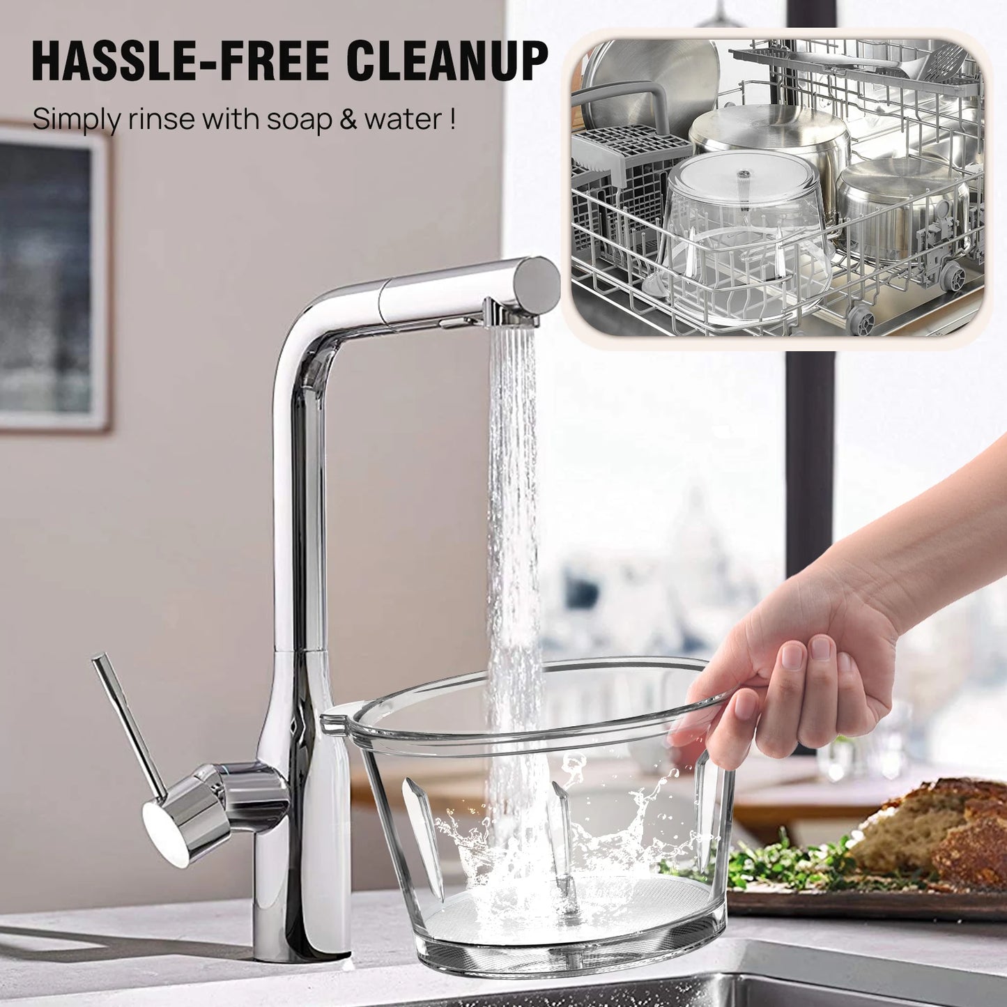 2L Electric Meat Grinder; Vegetable Chopper – 300W Food Processor with 2 Speeds, 4 Blades &amp; Glass Bowl