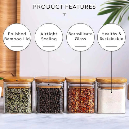 5oz Glass Spice Jars with Bamboo Lids and Labels - Cook Lux