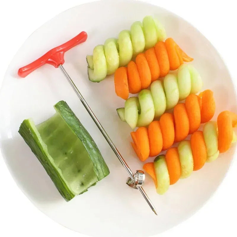 "Creative kitchen tool for spiral slicing vegetables"