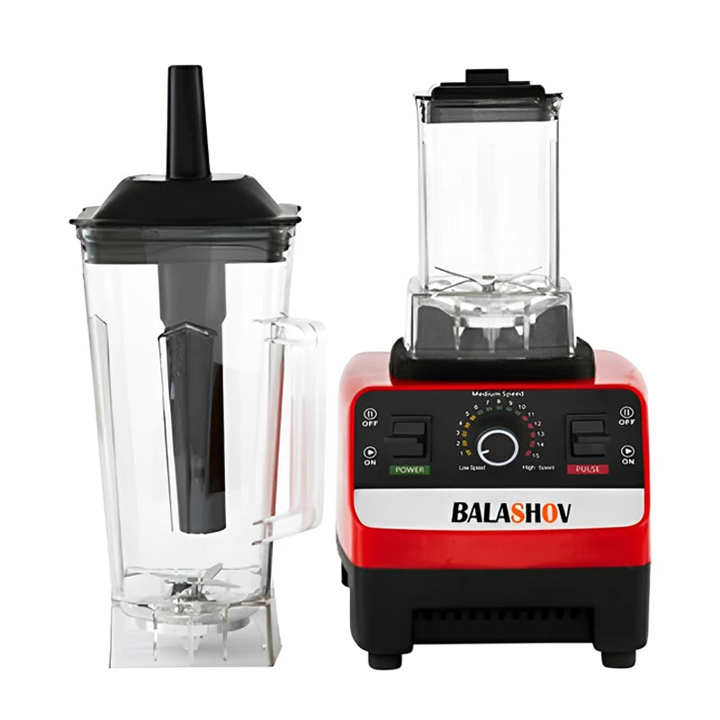 Blender with two clear containers on a white background, featuring the Balashov brand.