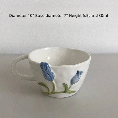 Stylish 3D Embossed Tulip Mug for Coffee, Tea, and Beverages