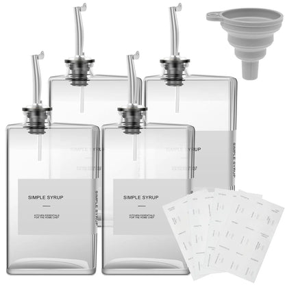 Rectangular glass oil container on countertop