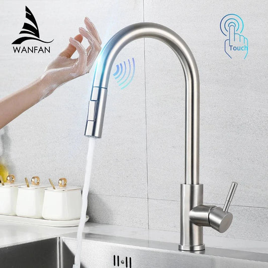 Smart Touch Kitchen Faucet - Crane Design with Sensor Technology - Cook Lux