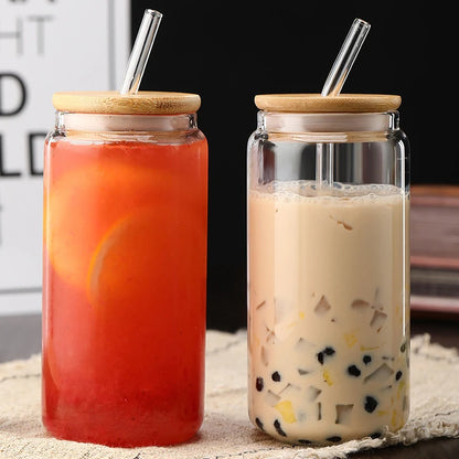 Eco-friendly transparent glass drink bottle