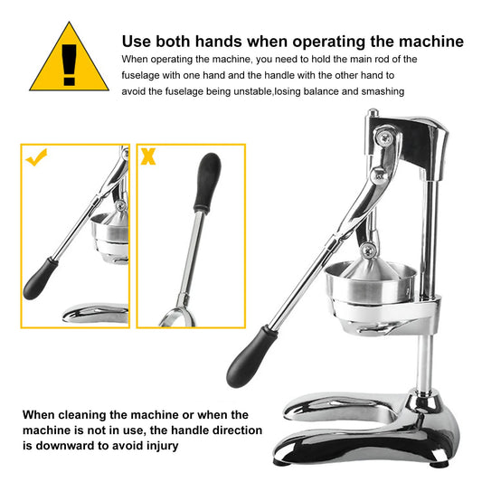 Hand press citrus juicer with U-shaped base