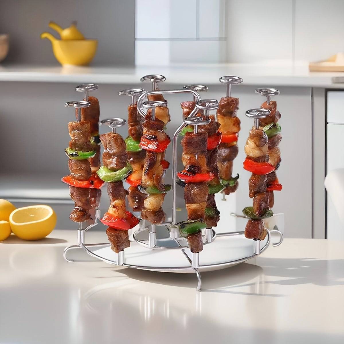 Stainless Steel Air Fryer Grill Rack - Multi-Style Vertical Skewer Stand for BBQ, Kebabs, Chicken Wings - Cook Lux